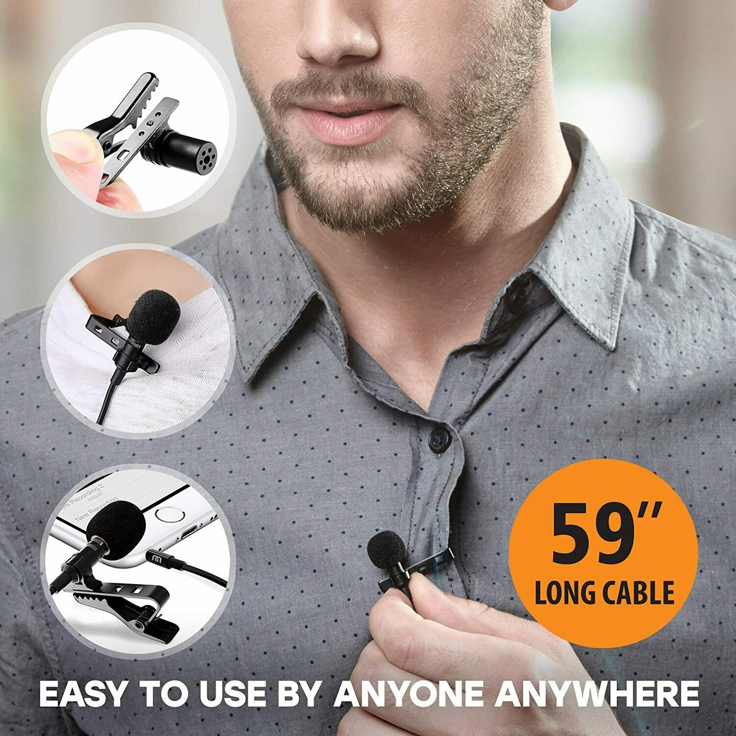 Lavalier Clip-on Lapel Omnidirectional Condenser Mini Microphone Iphone Android