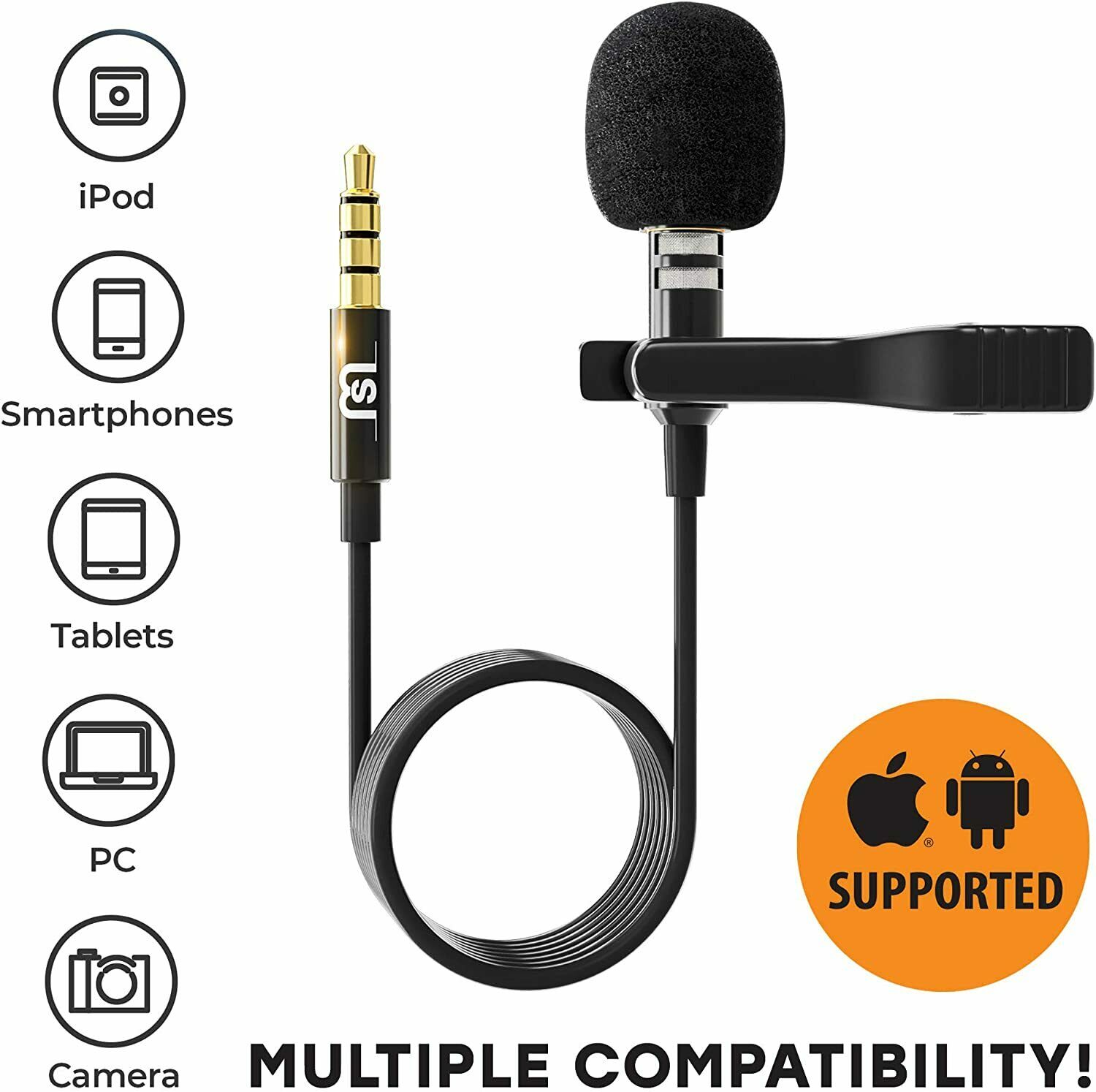 Lavalier Clip-on Lapel Omnidirectional Condenser Mini Microphone Iphone Android